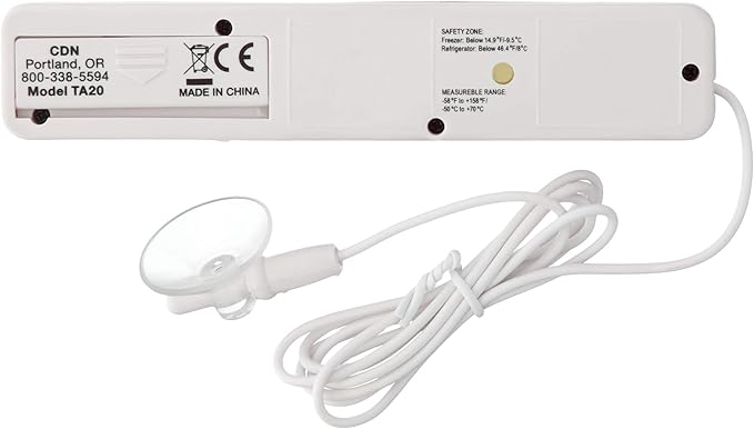 CDN Audio/Visual Refrigerator/Freezer Alarm | Room & Refrigerator/Freezer Monitoring, Alert, 39" Sensor Cable, Protects Against Food Spoilage During Power Outages - TA20
