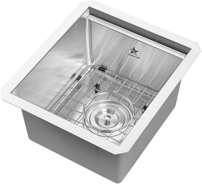 STARSTAR Workstation Ledge Undermount Single Bowl 304 Stainless Steel Kitchen Sink, With Grid, Cutting Board (15 x 17)