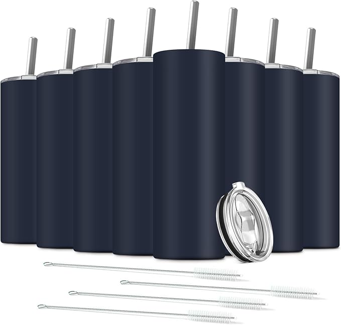 Tumbler with Straw and Lid, Insulated Coffee Travel Mug Tumbler 20 oz Stainless Steel Double Wall Reusable for Iced Drink, Women and Men Gift, Home Office, Outdoor