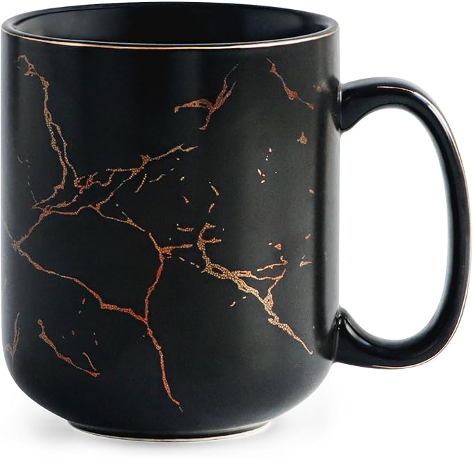 harebe 22 OZ Ceramic Extra Large Black Gold Marble Coffee Mug, Oversized Hot Tall Latte Mugs, Big Giant Cup for Men