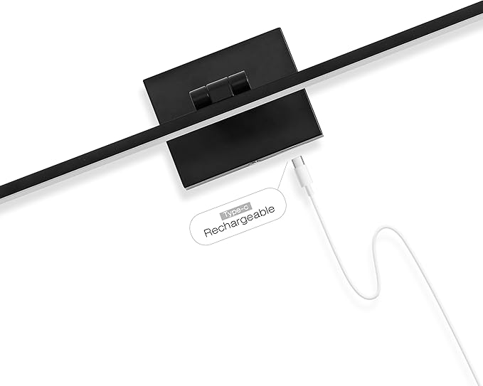 JONATHAN Y JYL7163C Santino 28" Modern Minimalist Swivel Integrated Dimmable LED Rechargeable Picture Light with Touch Sensor for Bedroom, Living Room, Kitchen, Office, Black