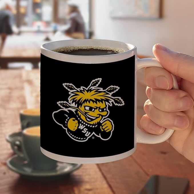 Wichita State University Shockers Logo Ceramic Coffee Mug, Novelty Gift Mugs for Coffee, Tea and Hot Drinks, 11oz, White