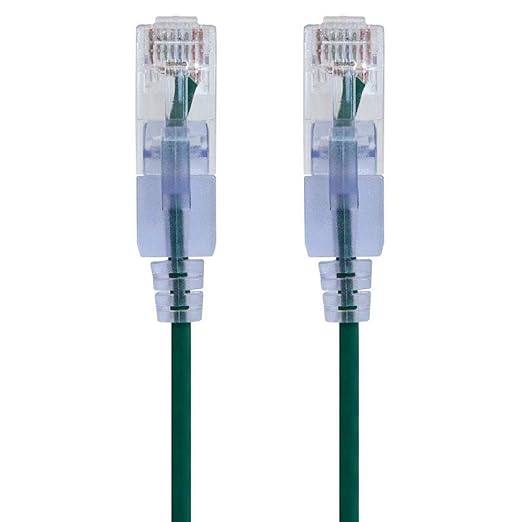 Monoprice Cat6A 14ft Green 10-Pk Patch Cable UTP 30AWG 10G Pure Bare Copper Snagless RJ45 SlimRun Series Ethernet Cable