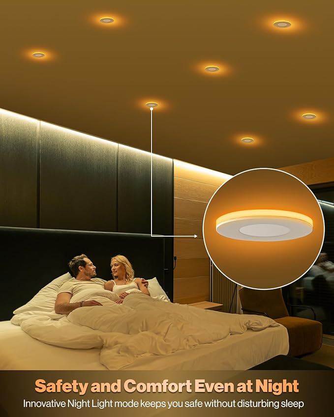 Sunco 6 Pack 3 Inch LED Slim Down Light with Night Light or Indoor Ceiling Fixture Home Living Room Bedroom, 500 Lumens, 6W (40W Equivalent), Selectable CCT 2700K/3000K/4000K/5000K/6000K, Dimmable