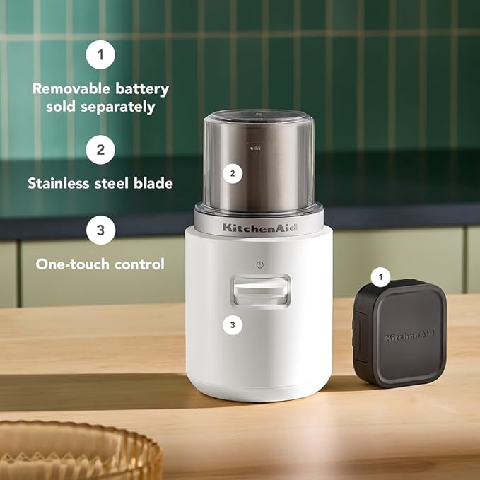 KitchenAid Go™ Cordless Blade Grinder - battery sold separately, KBGR100, Porcelain White