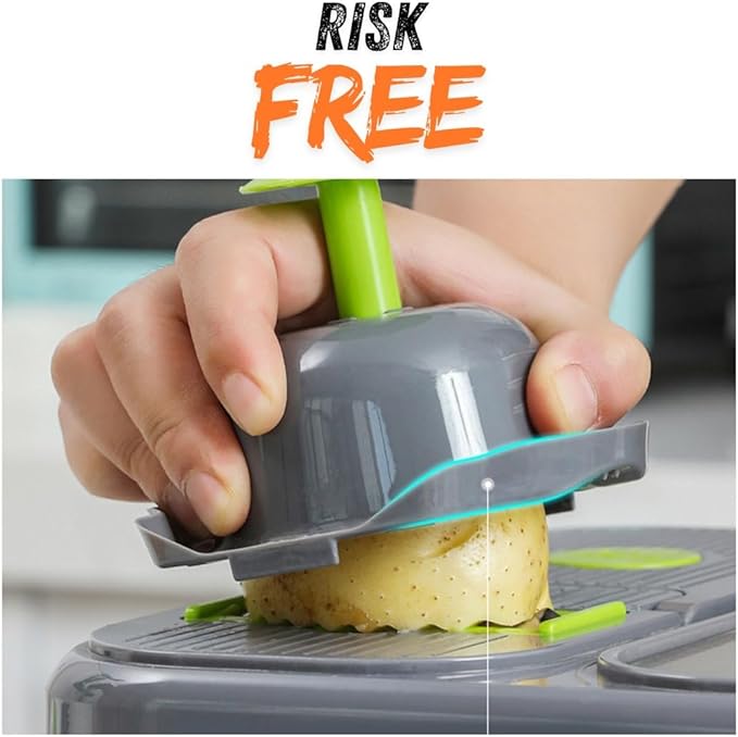 “28PCS Ultimate Vegetable Chopper Set – Multifunctional Food Processor with Large Container, Sharp Stainless Steel Blades & Hand Guard for Quick, Safe, Effortless Slicing, Dicing & Grating”
