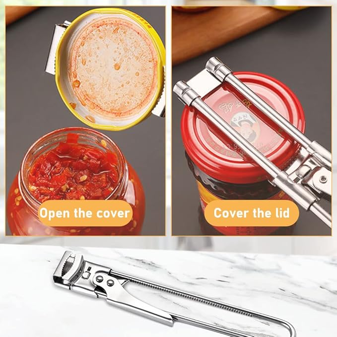 2026 Upgrade Adjustable Stainless Steel Jar Opener, Multifunctional Stainless Steel Can Opener Bottle Jar Lid Gripper Household Kitchen Tool for Weak Hands Seniors and Kids (2)