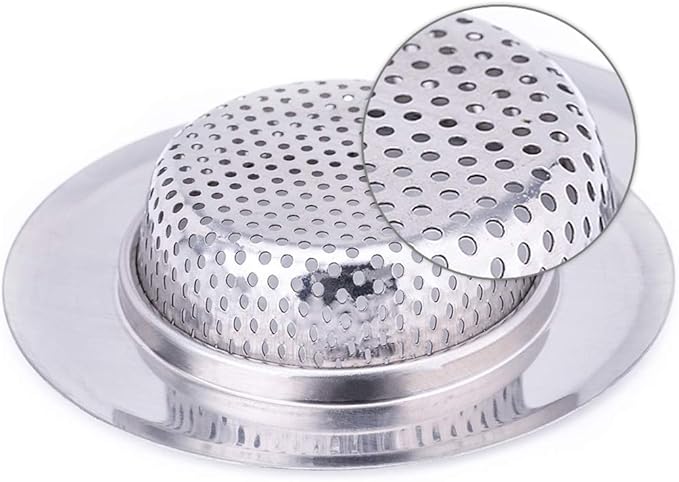 4.5 Inch Diameter Rim Heavy Duty Stainless Steel Kitchen Sink Basket Strainer, Large (Pack of 2)