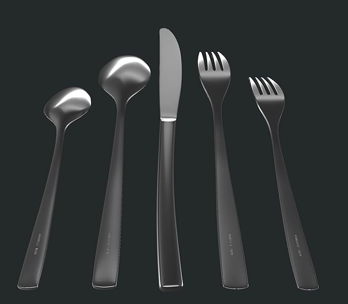 Modern Sleek Silverware Set - 18/10 Stainless Steel Flatware Set for Elegant Dining - Dishwasher Safe Cutlery Set -Built to Last Commitment (60-Piece)