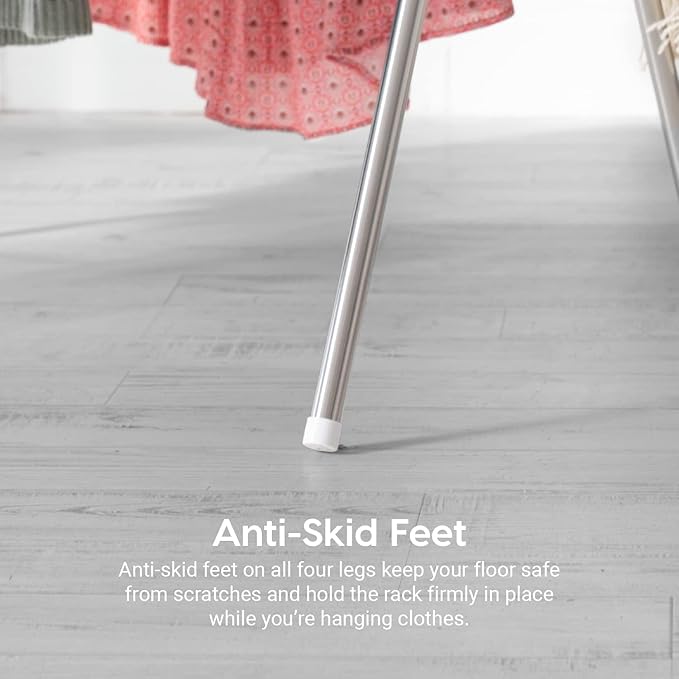 IRIS USA Clothes Drying Rack, Foldable & Extendable Rods for Large Laundry Loads, Collapsible Freestanding Laundry Drying Rack, Anti-Skid Feet, Portable Clothes Rack