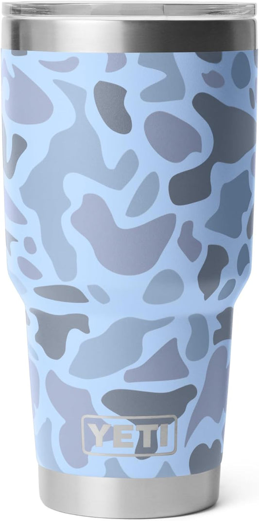 YETI Rambler 30 oz Tumbler, Stainless Steel, Vacuum Insulated with MagSlider Lid, Blue Camo