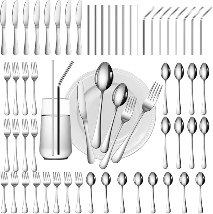 56 Pieces Silverware Service for 8 Flatware Set Stainless Steel Utensils Cutlery Set Dishwasher Safe