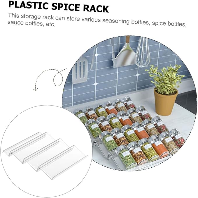 Mobestech Expandable Acrylic Spice Rack Organizer with Shelves for Kitchen Drawer Storage of Seasoning Bottles Essential Oils Vitamins and Medicine Transparent Tiered Shelf for Cabinet