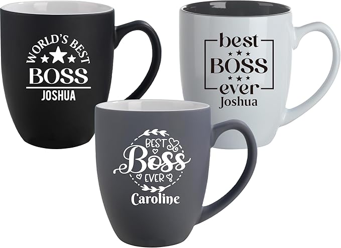 Personalized Boss Gifts for Men, 16oz Custom Coffee Mug with Engraved Name, Birthday Farewell Retirement Christmas Boss Day Gift for Coworkers Staff Leader Office Decor