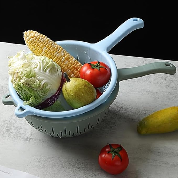 Handheld Drain Sieve 4-Pack Plastic Colanders with Handles for Efficient Fruit and Vegetable Washing Kitchen Strainers