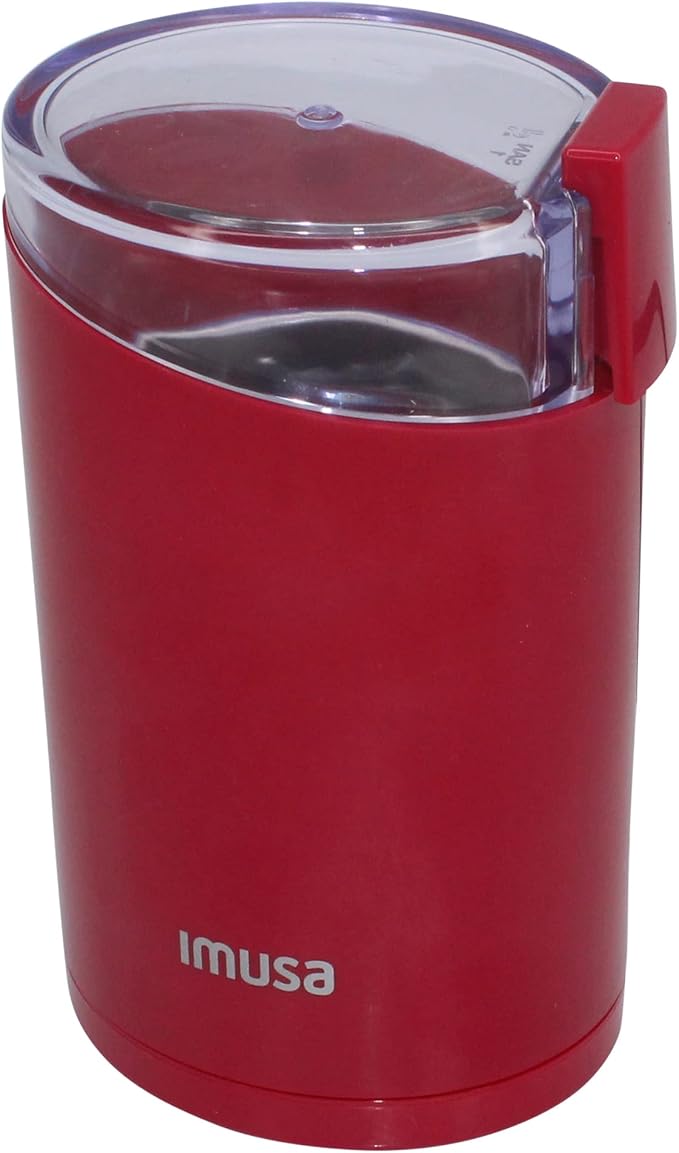 IMUSA USA 3oz Red Electric Coffee and Spice one Touch Push-Button Control Grinder