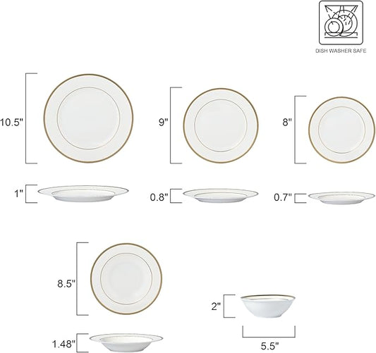 Joseph Sedgh Collection “Gail White” 20-Piece Bone China Dinnerware Set, Service for 4, White