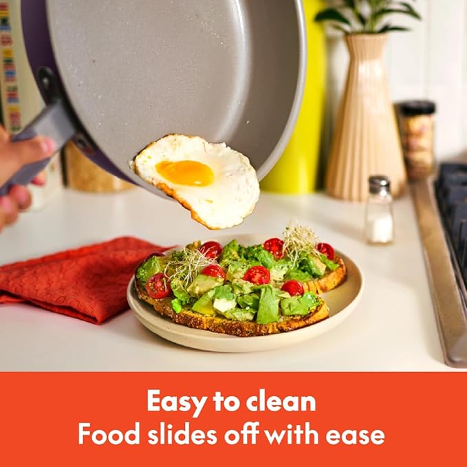 bella 9 Piece Ceramic Nonstick Cookware Set, Fits-anywhere™ Kitchenware w EverGood™ Coating, Dishwasher & Oven Safe, All Stovetops Compatible, Stackable Design, Cool Touch Handles, Surf