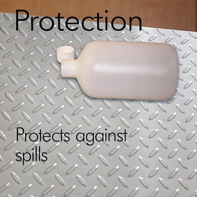 RESILIA - Premium Under The Sink Mat- Large Universal Size, Cut to Fit Cabinets, Shelf & Drawer Liners, Thick Plastic Diamond Plate Surface, 24 x 48 inches, Silver, Made in The USA