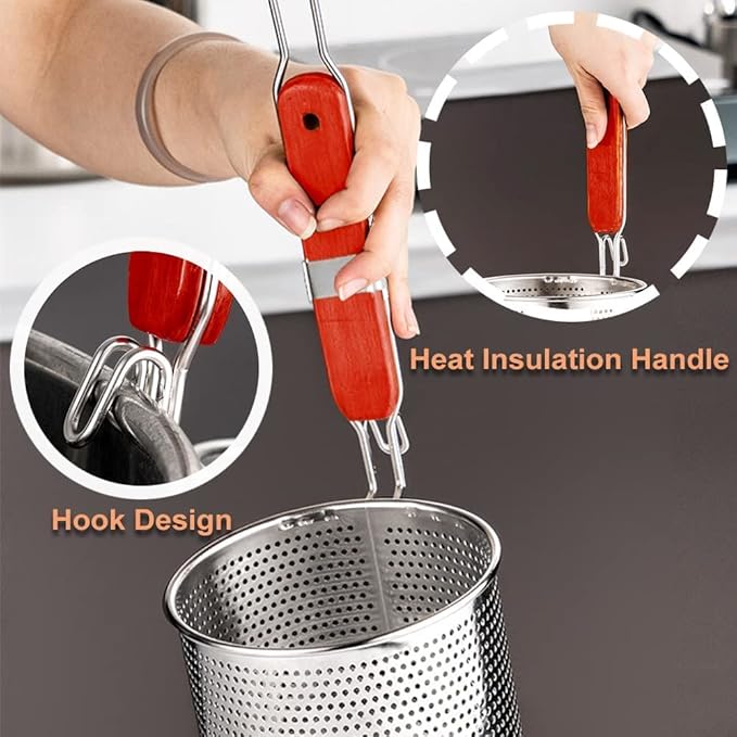 Micro-Perforated Stainless Steel Pasta Strainer With handle, Food Dumpling Noodle Strainer,Straining Noodles Pasta Basket 2 PCS(Dia 5.5inch)