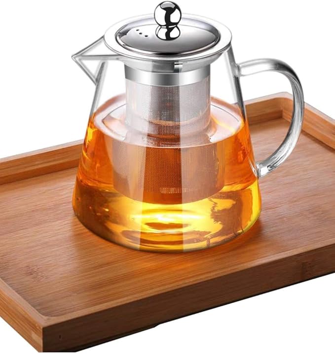1300ml (43oz) Upgraded Glass Teapot with Infuser,Heat Resistant with Removable Infuser, Borosilicate Clear Glass Tea Pots for Loose Leaf Tea and Blooming Tea Cook teapot