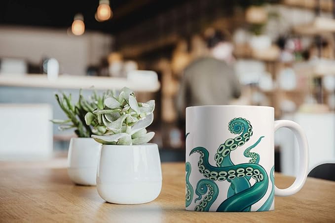 MUGBREW Kraken Octopus Tentacles Sea Green Ceramic Coffee Mug Tea Cup Fun Novelty, 11 OZ