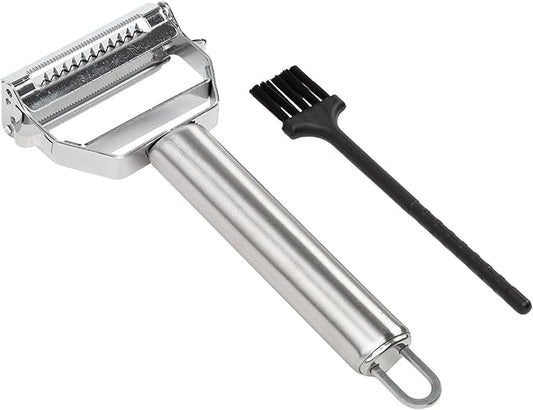 Tasty Julienne Vegetable Peeler with Cleaning Brush, Sharp Stainless Steel Blades, 2 Piece Set, Dishwasher Safe