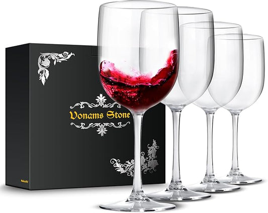 Unbreakable Wine Glasses 16oz - Shatterproof, Reusable, Drink Glassware (Set of 4) For Indoor Outdoor Drinkware Travel, Pool, Camping, Beach, Picnic