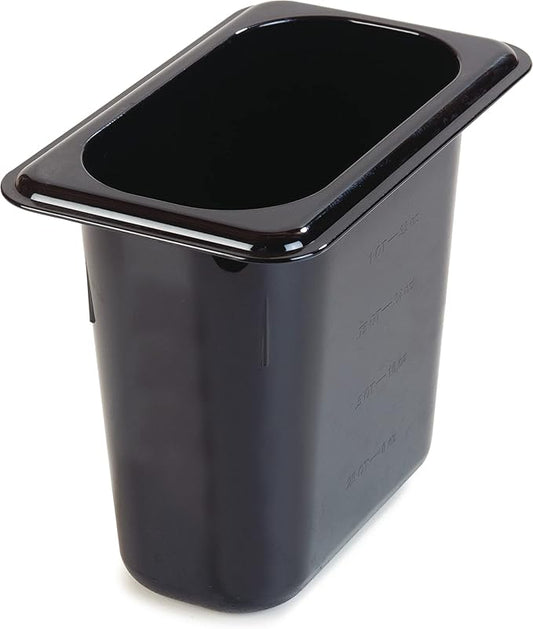 Carlisle FoodService Products Storplus Food Pan, Food Storage Container with Spoonable Corners for Catering, Buffets, Restaurants, Polycarbonate (Pc), 1/9 Size 6 Inches Deep, Black