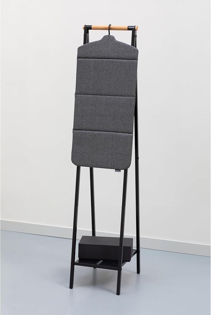Brabantia - Foldable Steam Board - for High Pressure Clothes Steaming - Solid Heat Resistant Surface - Versatile Hanging Hook - Easier Steaming with Handheld Steamers - 36 x 16 inches - Pepper Black