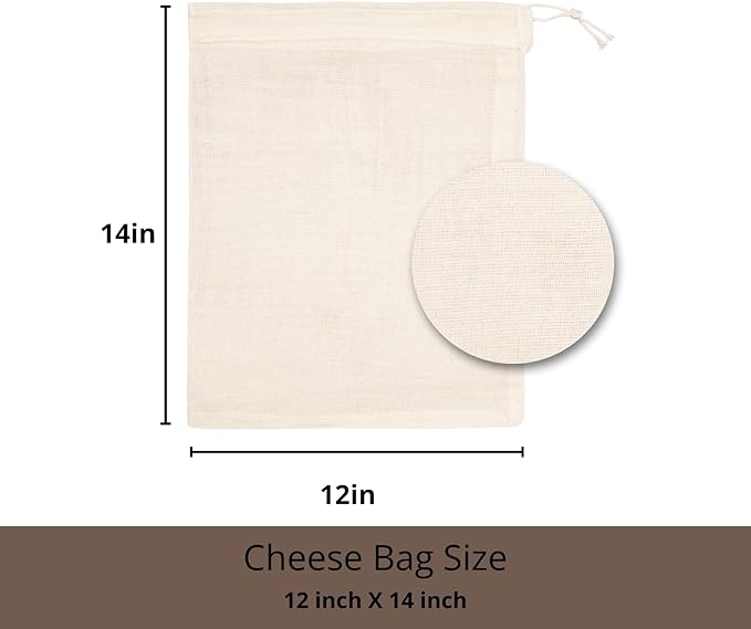 PurpleEssences Empty Spice Bags for Cooking Soup - Natural Unbleached Cotton Muslin Drawstring Cheesecloth Bags for Tea, Herbs, Bone Broth, Cold Brew & Straining - Natural (4, 12 x 14 Inch)