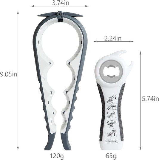 Jar Opener Bottle Opener for Weak Hands, 5-in-1 Multi-Function Can Opener Bottle Opener Kit with Silicone Handle, Easy to Use for Children, Elderly and Arthritis Sufferers (NEW White)