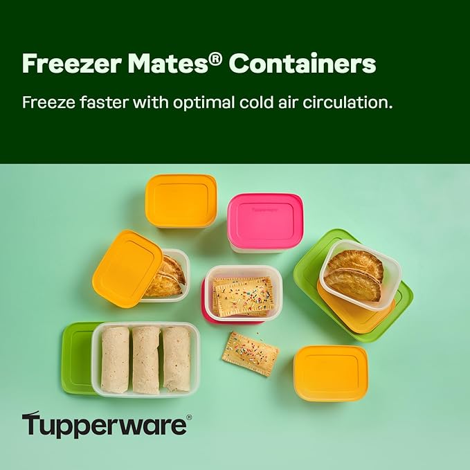 Tupperware Freezer Mates Gen II 8 Piece Food Storage Container Set, Dishwasher Safe and BPA Free (8 Containers, 8 Lids)