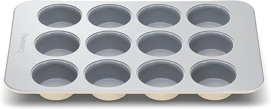 Caraway Non-Stick Ceramic 12-Cup Muffin Pan - Naturally Slick Ceramic Coating - Non-Toxic, PTFE & PFOA Free - Perfect for Cupcakes, Muffins, and More - Cream