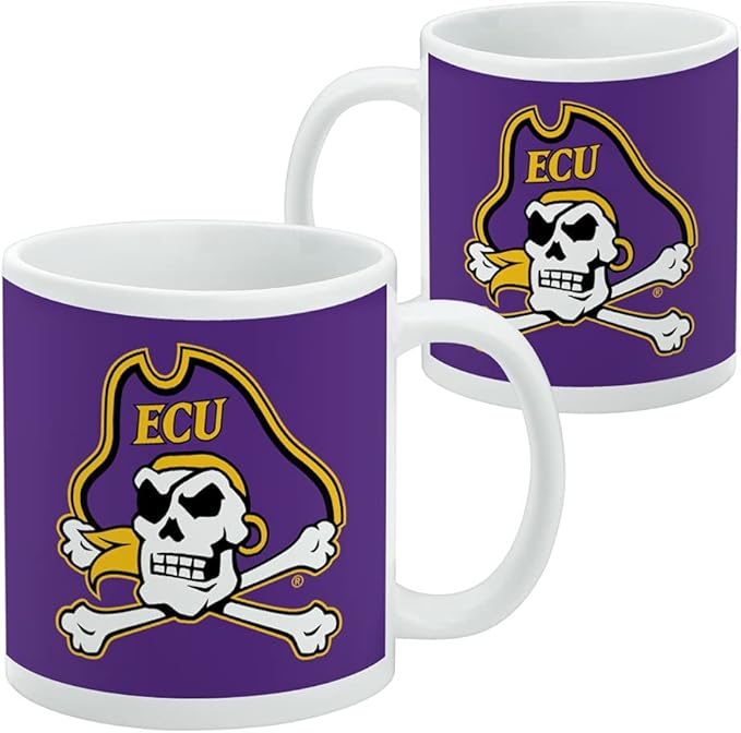 East Carolina Primary Logo Ceramic Coffee Mug, Novelty Gift Mugs for Coffee, Tea and Hot Drinks, 11oz, White