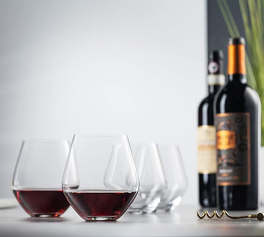 Godinger Wine Glasses, Stemless Wine Glasses, Red Wine Drinking Glasses, Stemless Wine Glass - 17oz, Set of 4 - Made in Europe