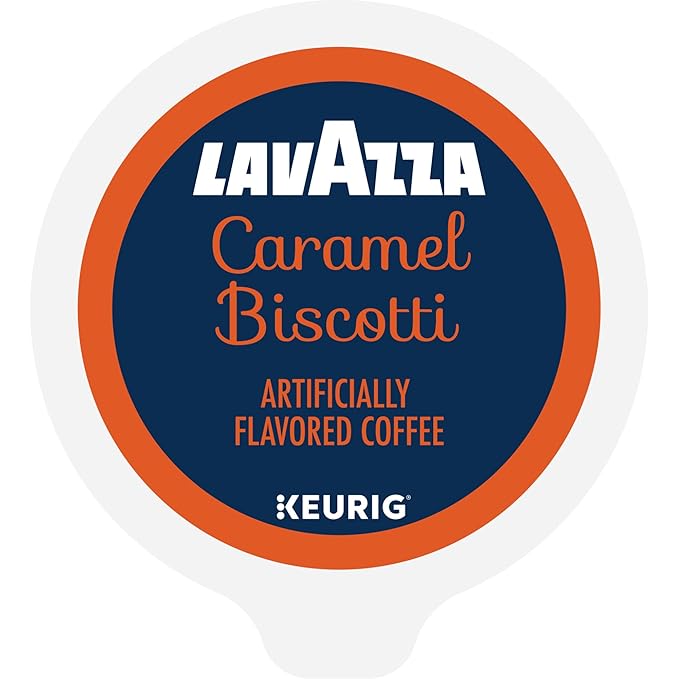 Lavazza Caramel Biscotti Coffee, Single Serve Keurig K-Cup Pods, Flavored Coffee, 88-Count Box (4 Packs of 22)