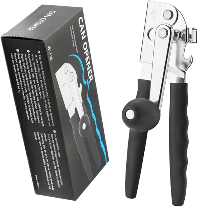 Manual Can Opener Heavy Duty Stainless Steel Handheld Can Opener for Seniors, Smooth Edge Safe Cut Kitchen Tool for Home Cooking Use