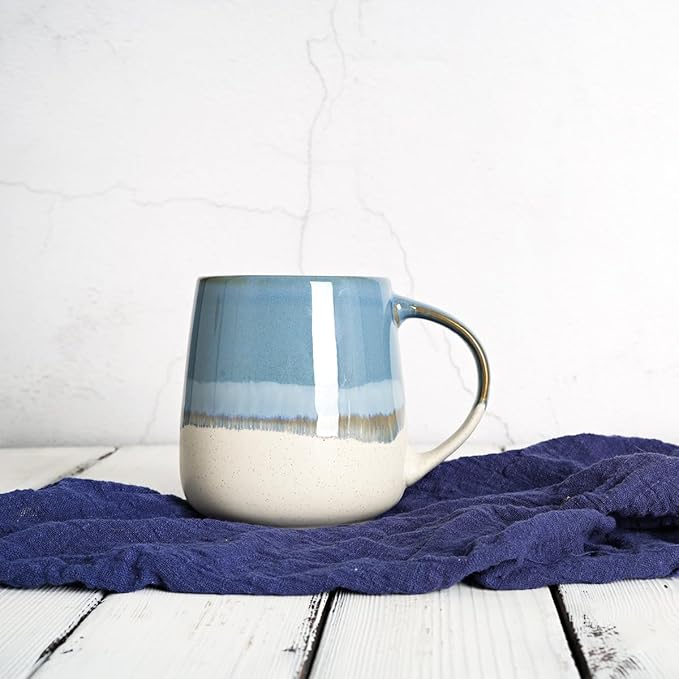 Bosmarlin Extra Large Ceramic Coffee Mug, 23 Oz, Dishwasher and Microwave Safe, Oversized Big Tea Cup for Office and Home (Blue)