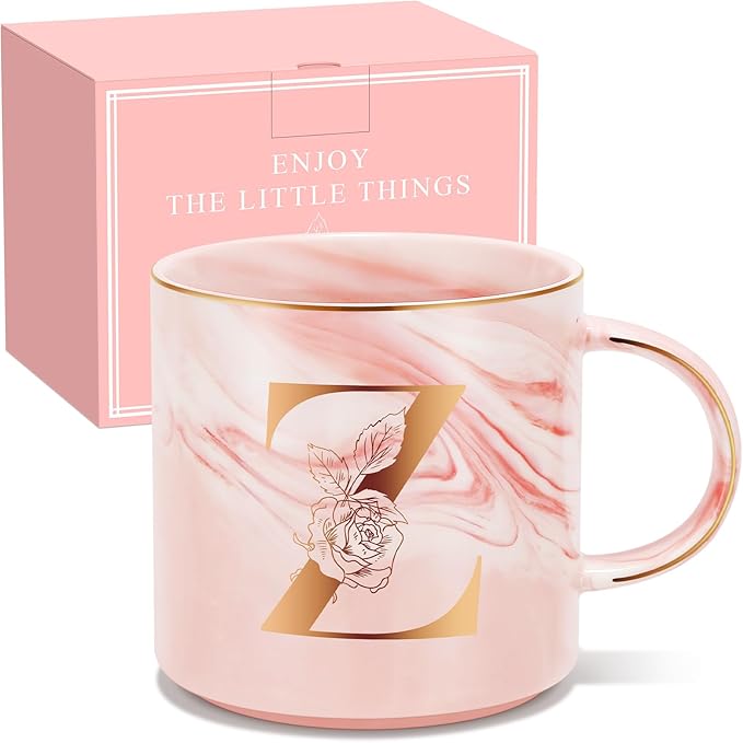 Personalized Gifts for Women Coffee Mug, Initial Customized Gift Monogrammed A-Z Coffee Mug 12 OZ, Christmas Anniversary Birthday Gifts for Women Mom Grandma Friend Sister Wife(Z)