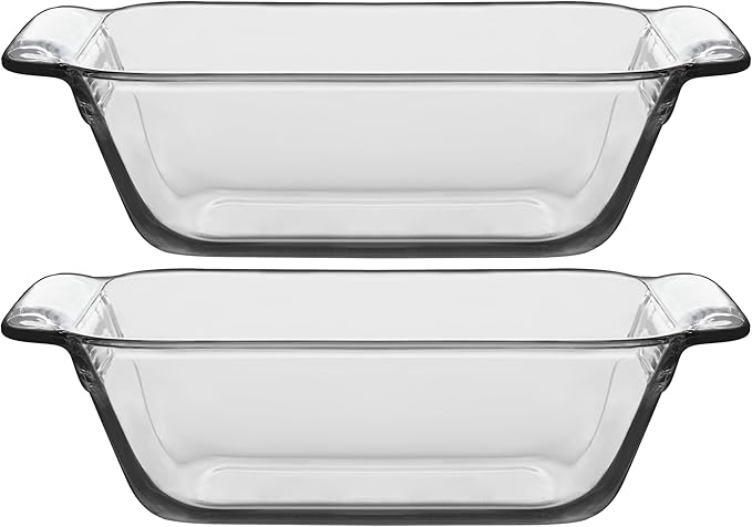 Libbey Baker’s Premium Glass Loaf Baking Dish Set of 2, Stackable Bakeware with GreatGrip Handles, Durable Glass Bread Pans