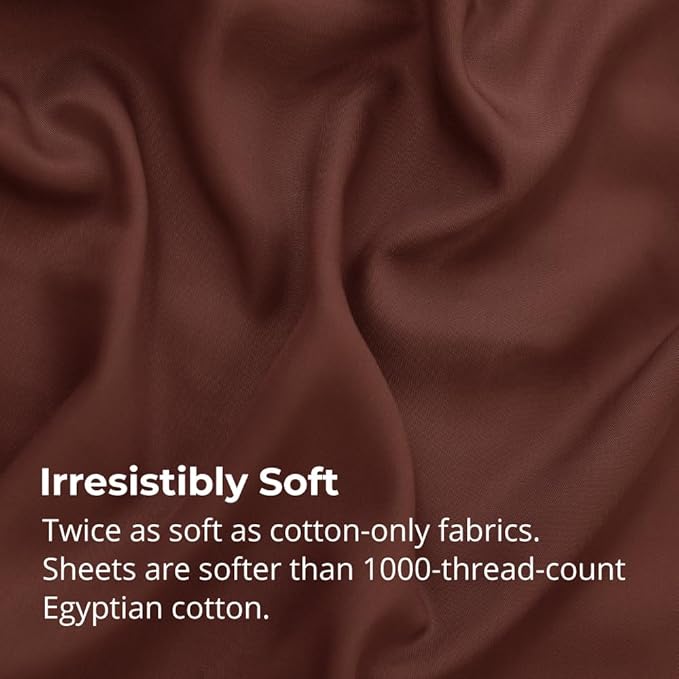 Cariloha Aloha Soft 4-Piece Sheet Set | Maroon Sunset | Split King | Made from 100% Viscose derived from Bamboo | Introductory Sheet Line