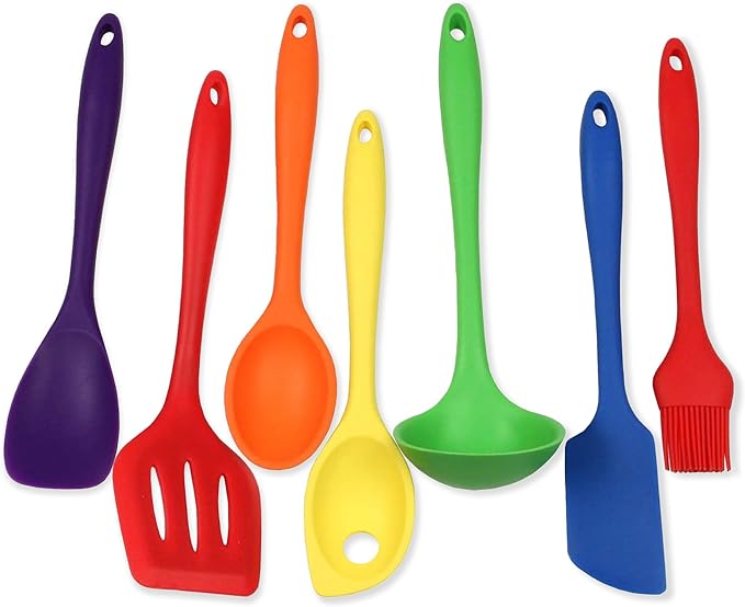 Chef Craft Premium Silicone Kitchen Tool and Utensil Set, 7 Piece, Assorted
