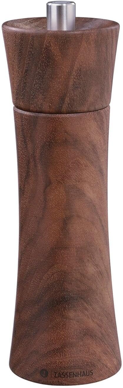 Zassenhaus Frankfurt Walnut Salt Mill with Fully Adjustable High Performance Ceramic Grinder Filled Spice Mill 7 × 2.3-Inches