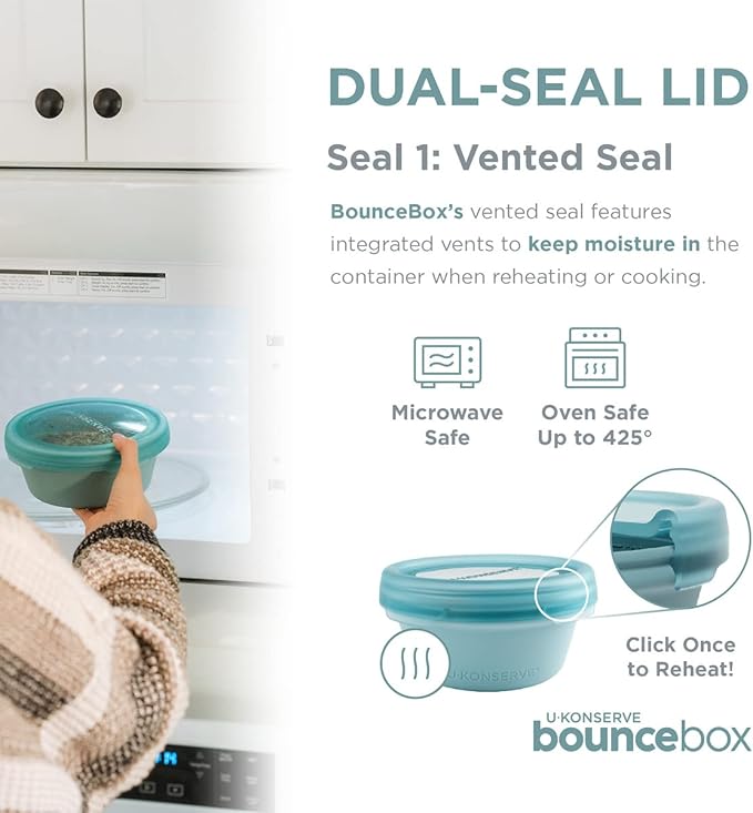 U Konserve Platinum Silicone Nested Duo Food Storage Bento Box Dual Seal Container – Two Pack - Leak Proof, Shatter Proof, Dishwasher Safe, Plastic Free – 8oz & 20oz (Night Sea)