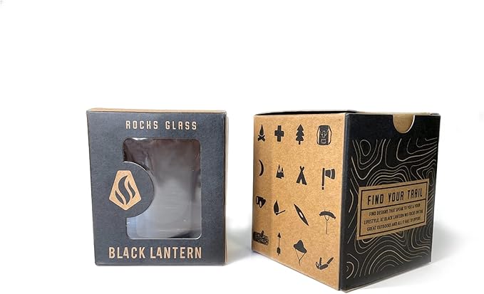 Black Lantern Whiskey Glasses - National Park Topographic Map Old Fashioned Glasses - 11oz. Rock Glass Set of 2 - Cocktail & Everyday Use Drinking Glasses - Dishwasher Safe (Joshua Tree)