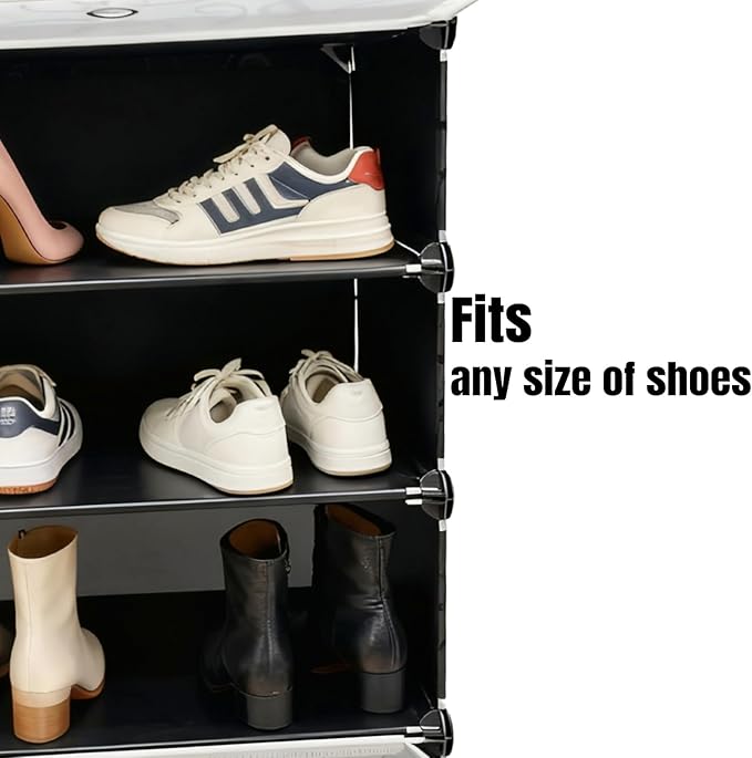 4 Tier Plastic Shoe Rack,Closet Organizer Shelves,Shoe Rack for Entryway,High Heel Storage for Toys Bags, for Hallway,Garage,Entryway,Closet,Sneaker