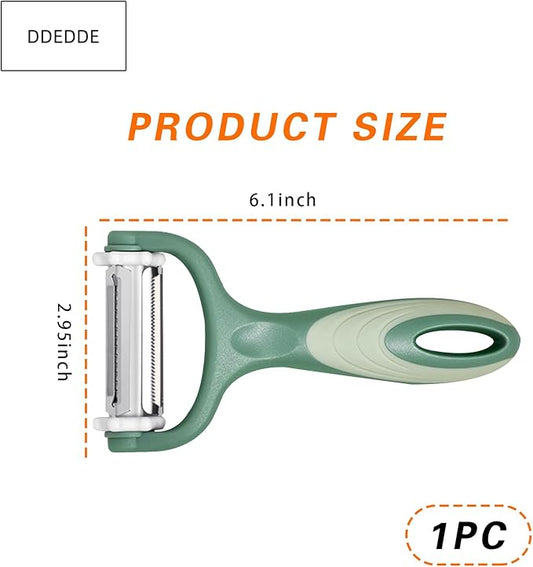 3-in-1 Rotary Vegetable Peeler with 3 Blades - Multi-Function Stainless Steel Peeler & Julienne Slicer - Ergonomic Non-Slip Grip Handle for Potato, Carrot, Fruit, Tomato, Kitchen Gadgets (Green)