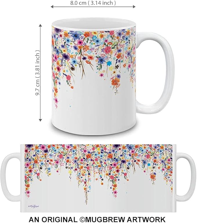 MUGBREW Watercolor Flower Purple Ceramic Coffee Mug Tea Cup, 11 OZ
