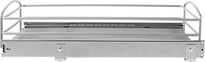 Knape & Vogt RS-MUB-14-FN 5 in. H x 15 in. W x 20 in. D Multi-Use Basket Silver Pull Out Cabinet Organizer, Frosted Nickel